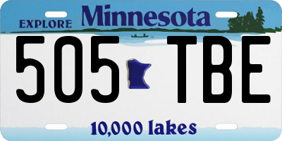 MN license plate 505TBE