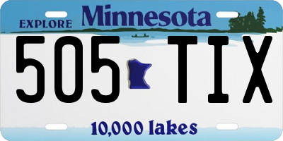 MN license plate 505TIX