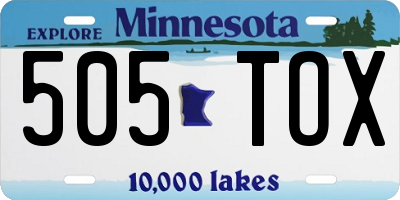 MN license plate 505TOX