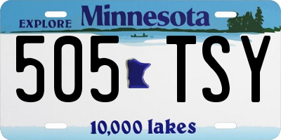MN license plate 505TSY