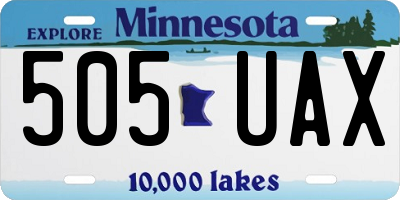 MN license plate 505UAX
