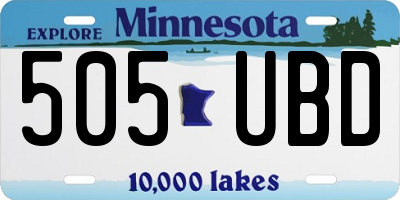 MN license plate 505UBD