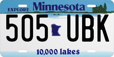 MN license plate 505UBK