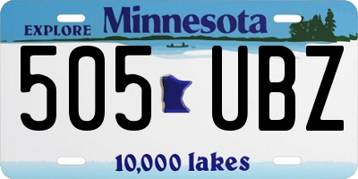 MN license plate 505UBZ