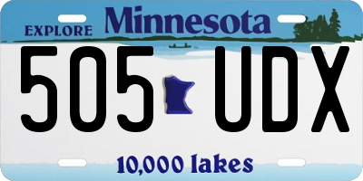 MN license plate 505UDX