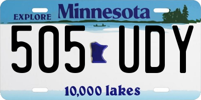 MN license plate 505UDY