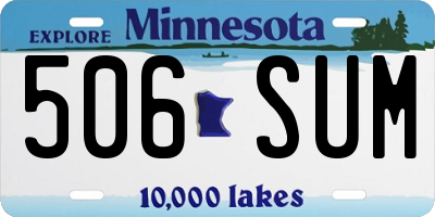 MN license plate 506SUM