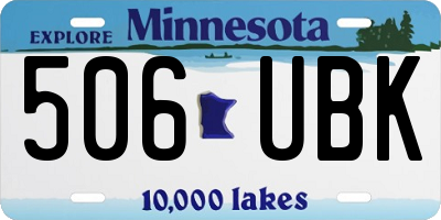 MN license plate 506UBK