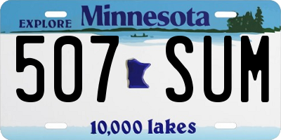 MN license plate 507SUM