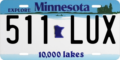 MN license plate 511LUX