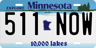 MN license plate 511NOW