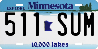 MN license plate 511SUM