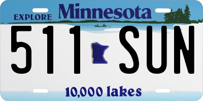 MN license plate 511SUN