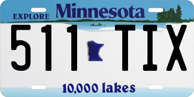 MN license plate 511TIX