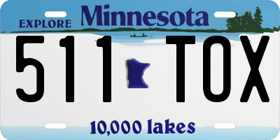 MN license plate 511TOX