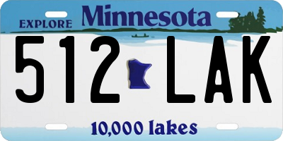 MN license plate 512LAK