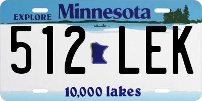 MN license plate 512LEK