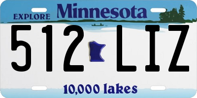 MN license plate 512LIZ