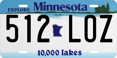 MN license plate 512LOZ