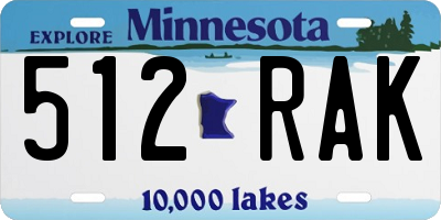 MN license plate 512RAK