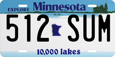MN license plate 512SUM