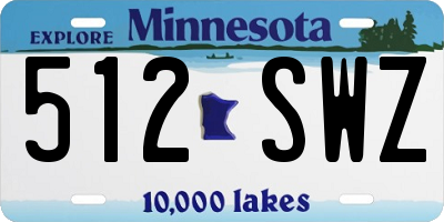 MN license plate 512SWZ
