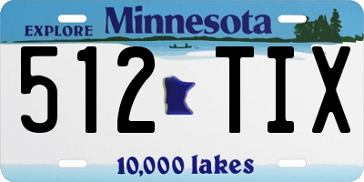 MN license plate 512TIX