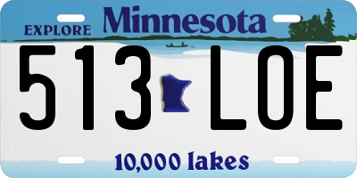 MN license plate 513LOE