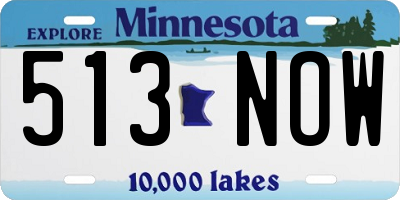 MN license plate 513NOW