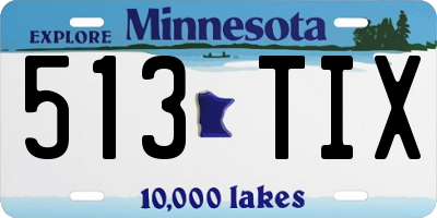 MN license plate 513TIX