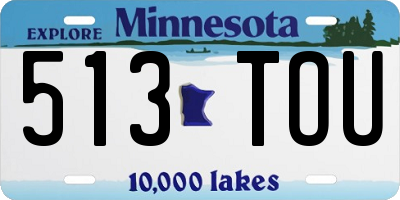 MN license plate 513TOU
