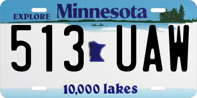 MN license plate 513UAW