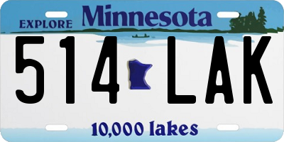 MN license plate 514LAK