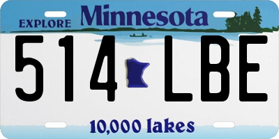 MN license plate 514LBE