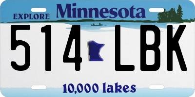 MN license plate 514LBK