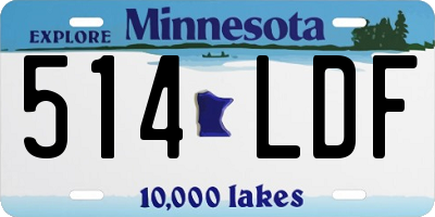 MN license plate 514LDF