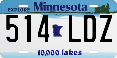 MN license plate 514LDZ