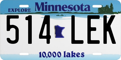 MN license plate 514LEK