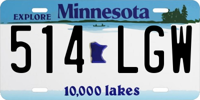 MN license plate 514LGW