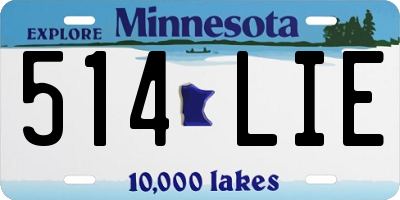MN license plate 514LIE