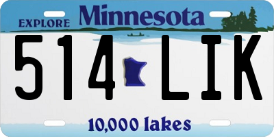 MN license plate 514LIK