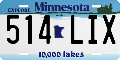 MN license plate 514LIX