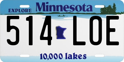 MN license plate 514LOE