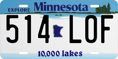 MN license plate 514LOF