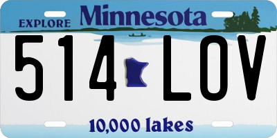 MN license plate 514LOV