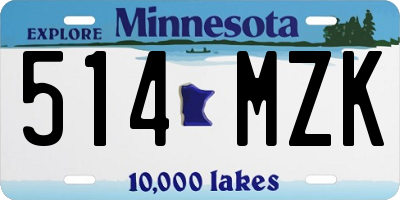 MN license plate 514MZK