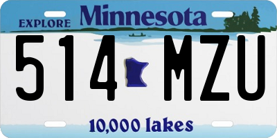 MN license plate 514MZU