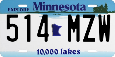 MN license plate 514MZW