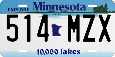 MN license plate 514MZX