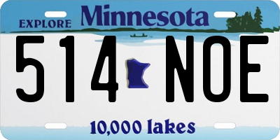 MN license plate 514NOE